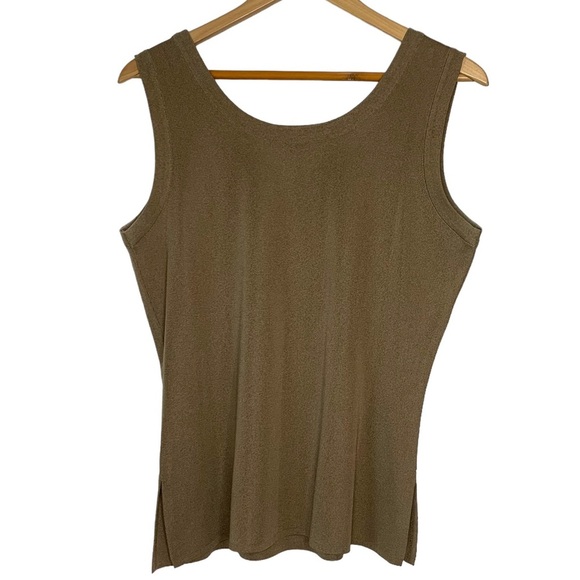 Exclusively MISOOK Tan Brown Macchiato Acrylic Knit Sleeveless Shell Tank Top M - Picture 4 of 6